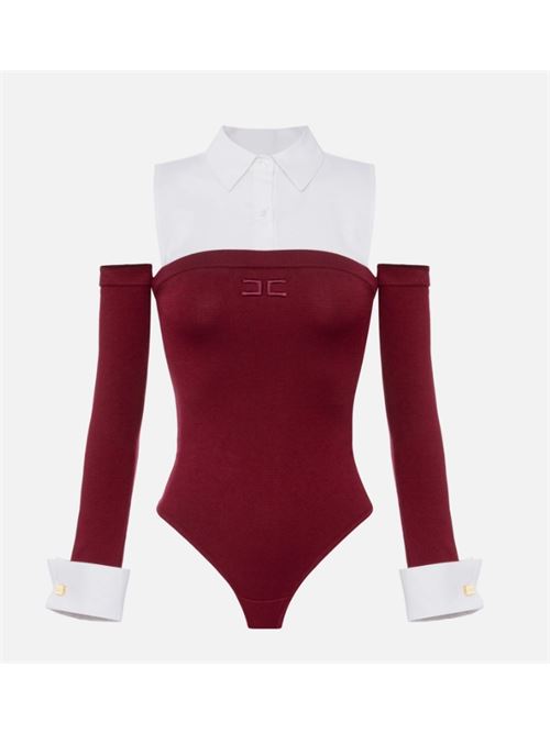BODY IN VISCOSA E POPELINE ELISABETTA FRANCHI | BK74T56E2CM4 Rouge Noir/Bianco